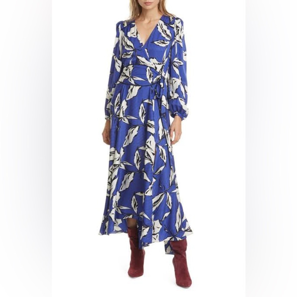 Veronica Beard Mclean Floral Silk Long Sleeve Maxi Dress with Slit Size 2 ๐๐ค๐ค - Picture 4 of 16